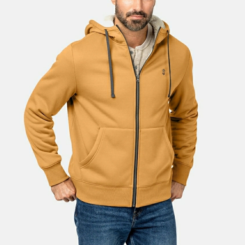 Free Country Unisex Adult The Everybody Sherpa Bonded Hoodie Tan Sweater